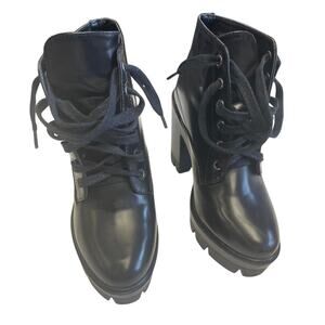 Black leather ankle boots